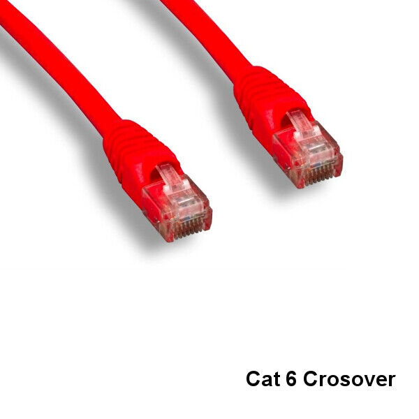 Kentek Red 25ft UTP Crossover Cat6 Cable 24AWG Pure Copper Network Ethernet