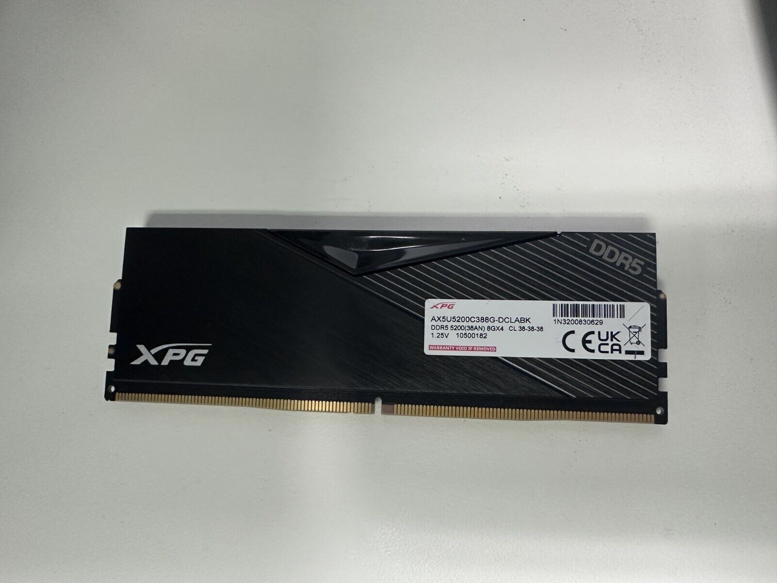 XPG DDR5 8GB RAM for Desktop, AX5U5200C388G-DCLABK, 5200(38AN) 8GX4 CL