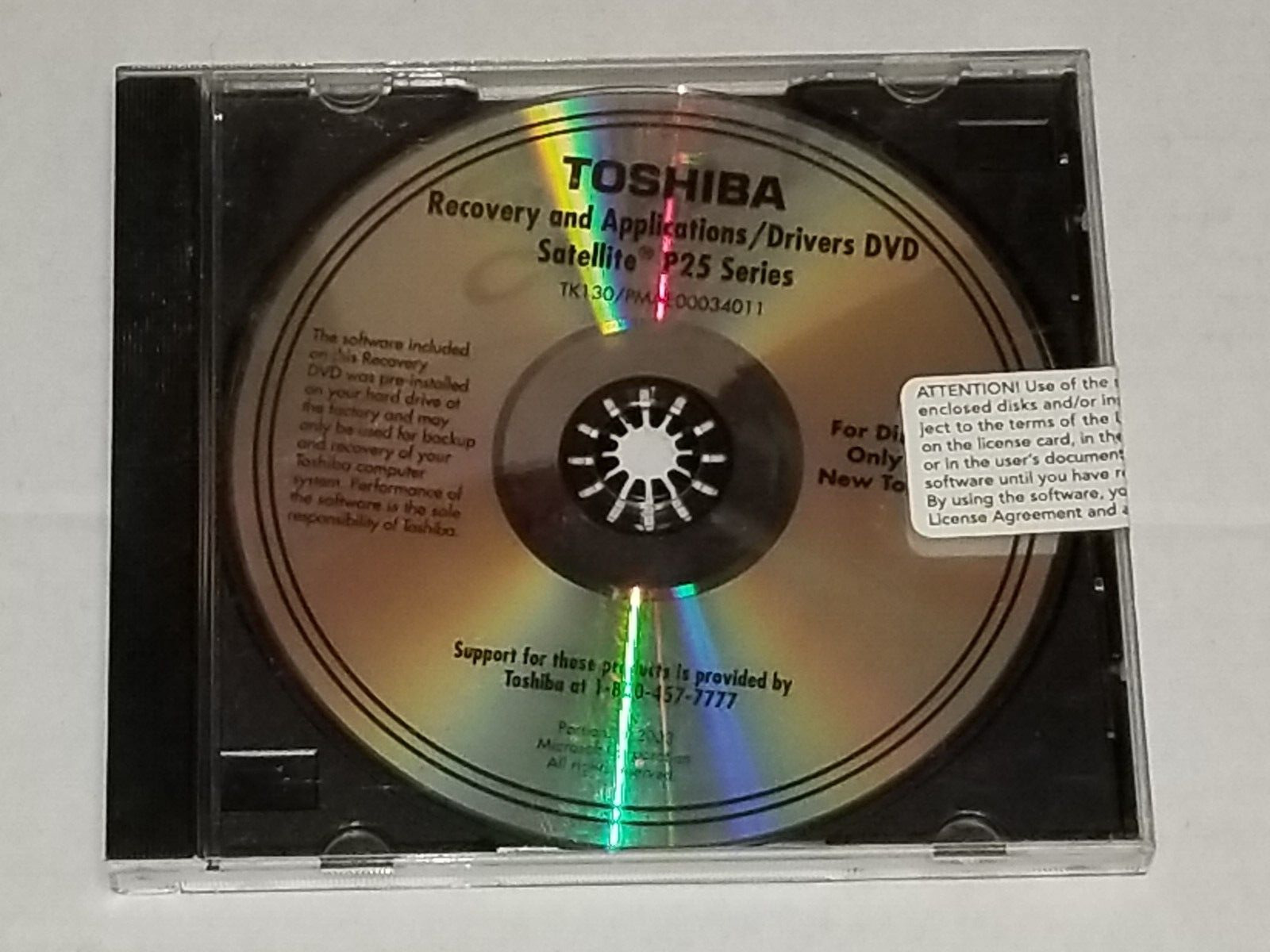 Toshiba Satellite P25 Recovery and Applications Drivers DVD FACTORY SEALED