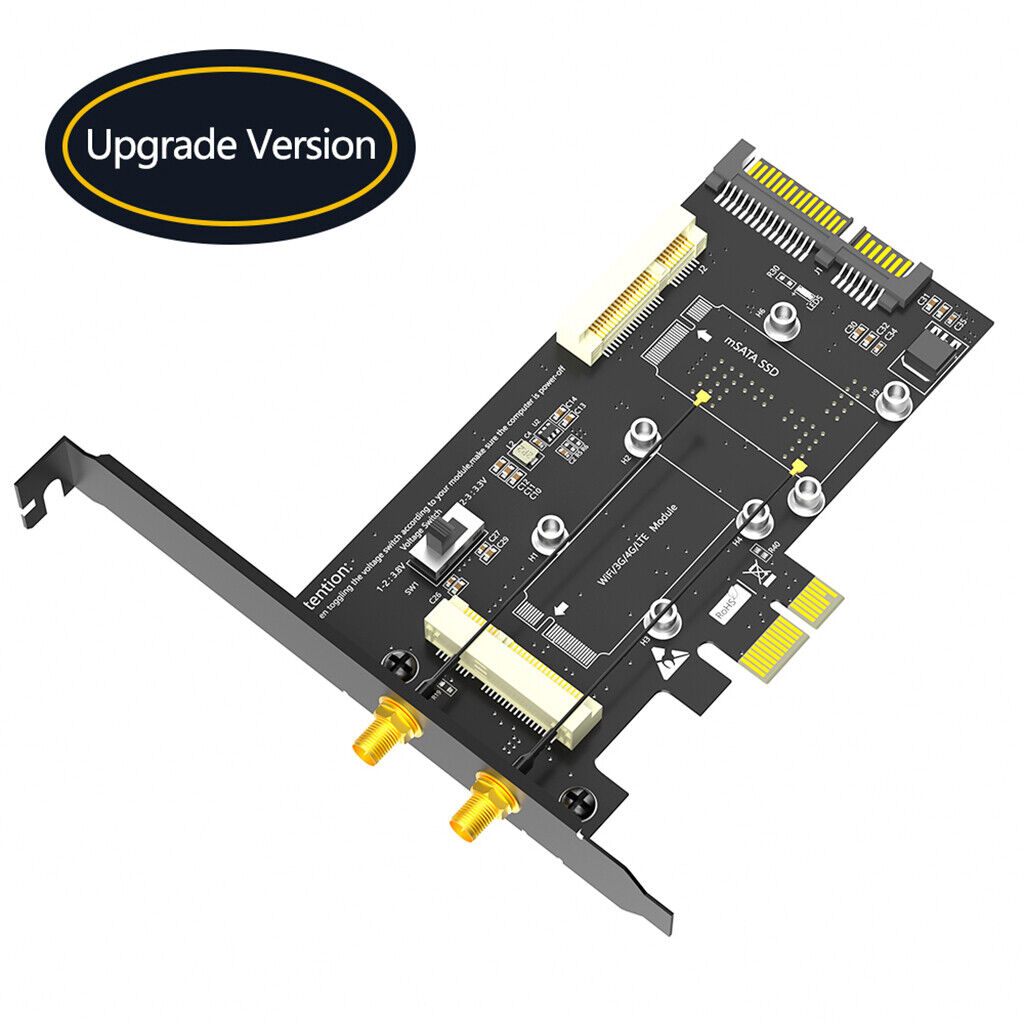 2 in1 Mini PCI-E to PCIe 1x and MSATA to SATA3 Adapter Card with SIM Card Slot