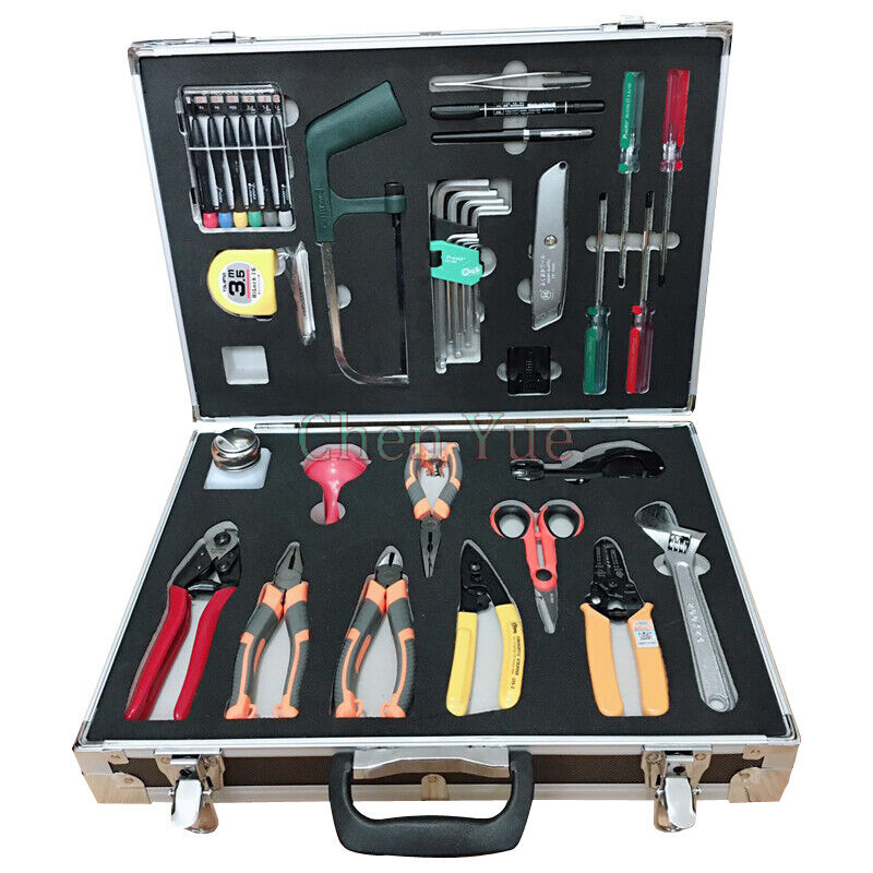 Fiber Optic Cable Fusion Splicing Tool Kit Slitter Stripper Cutter Knife 26 Tool