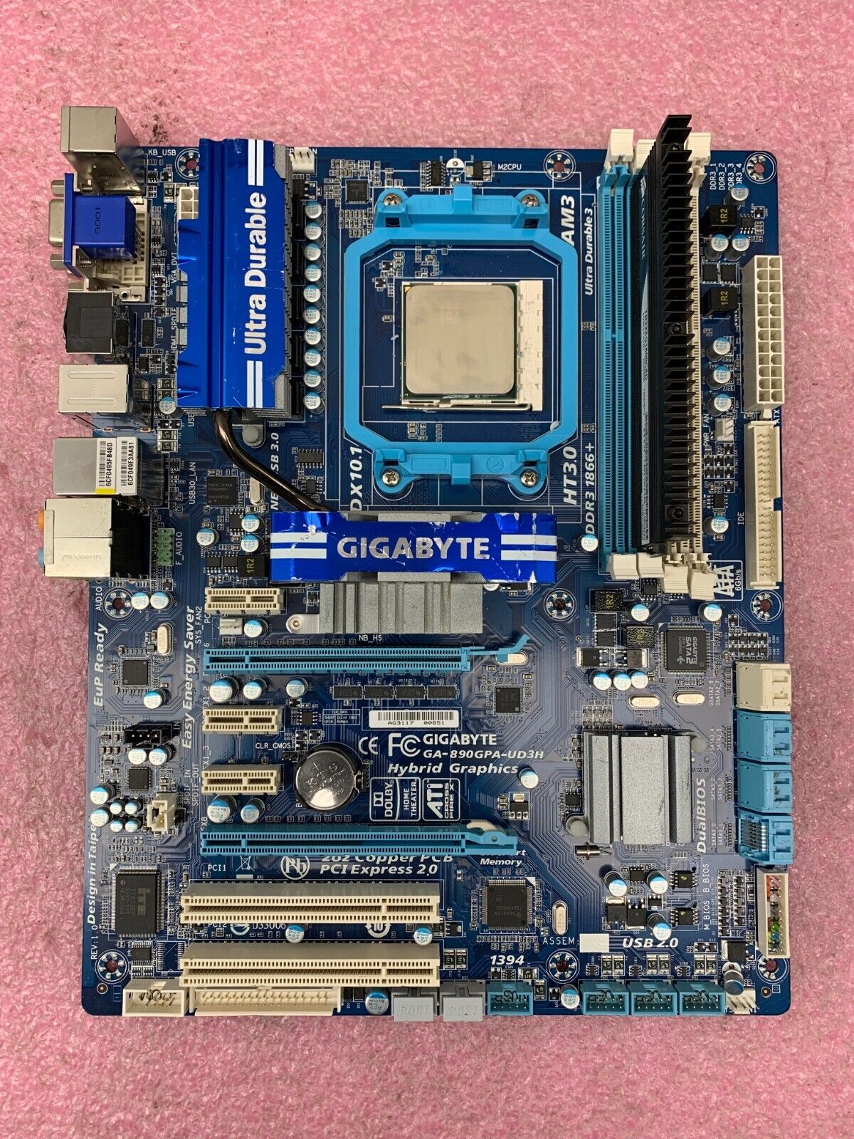GIGABYTE GA-890GPA-UD3H AMD AM3 DDR3 ATX Motherboard w/ 2GB RAM & CPU | B750