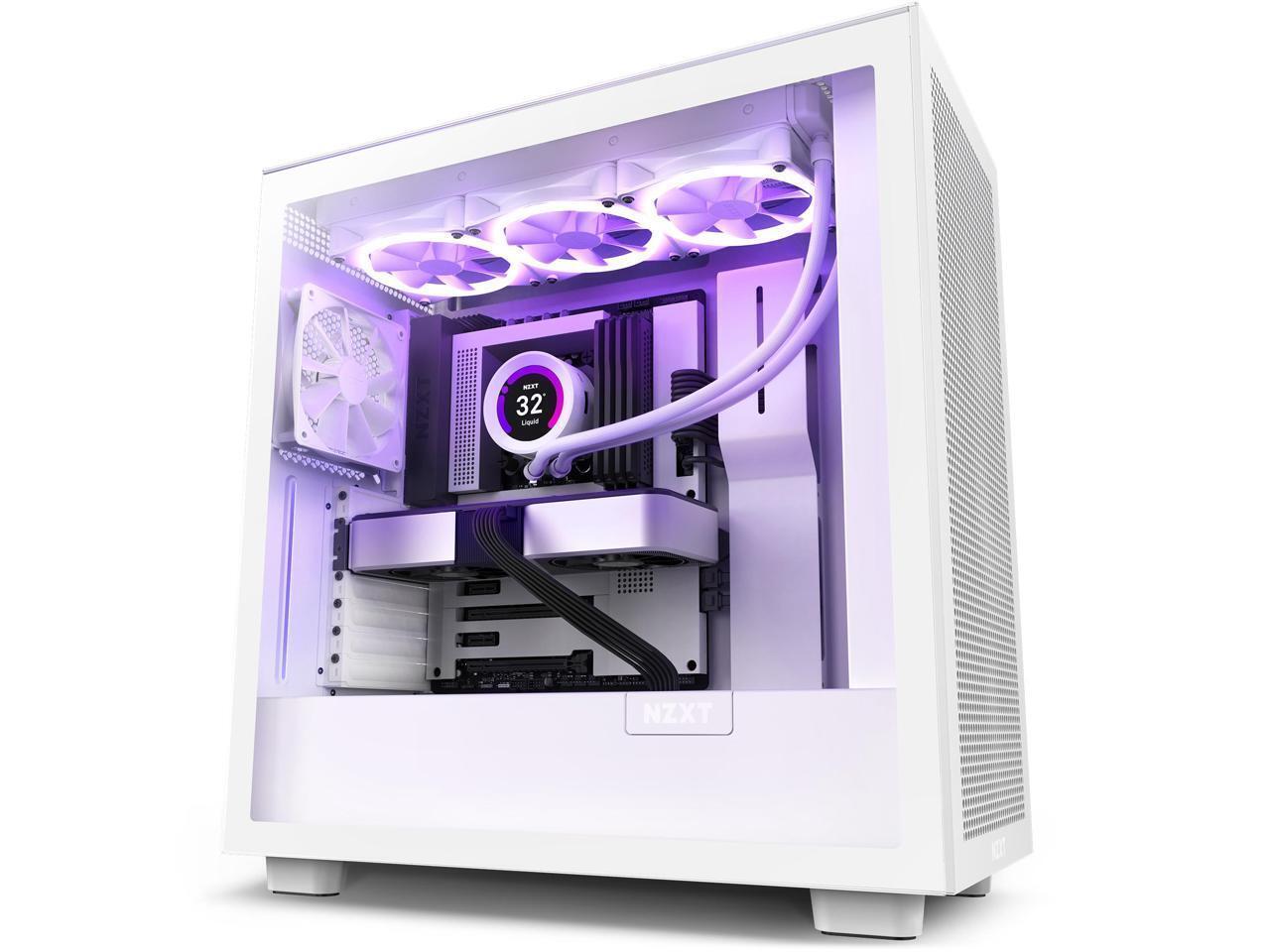 NZXT H7 Flow White - Mid-Tower Airflow PC Gaming Case - Tempered Glass - Enhance