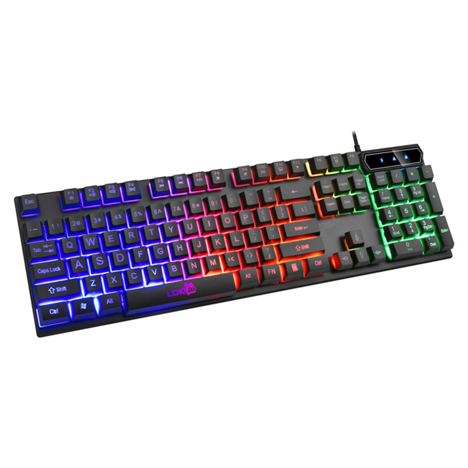 Colorful Crack LED Illuminated Backlit USB Wired PC Rainbow Gaming Keyboard