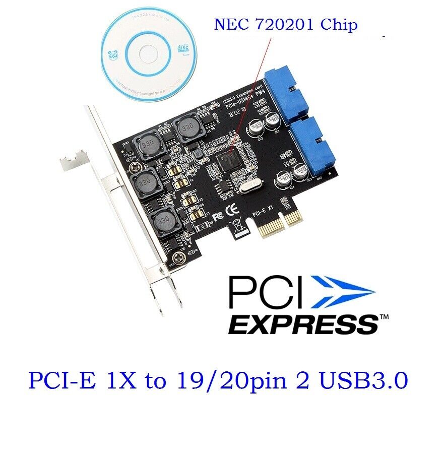 PCIE PCI Express to Dual 20 Pin USB 3.0 PCI-e X1 to 2 ports 19pin USB 3.0 Header