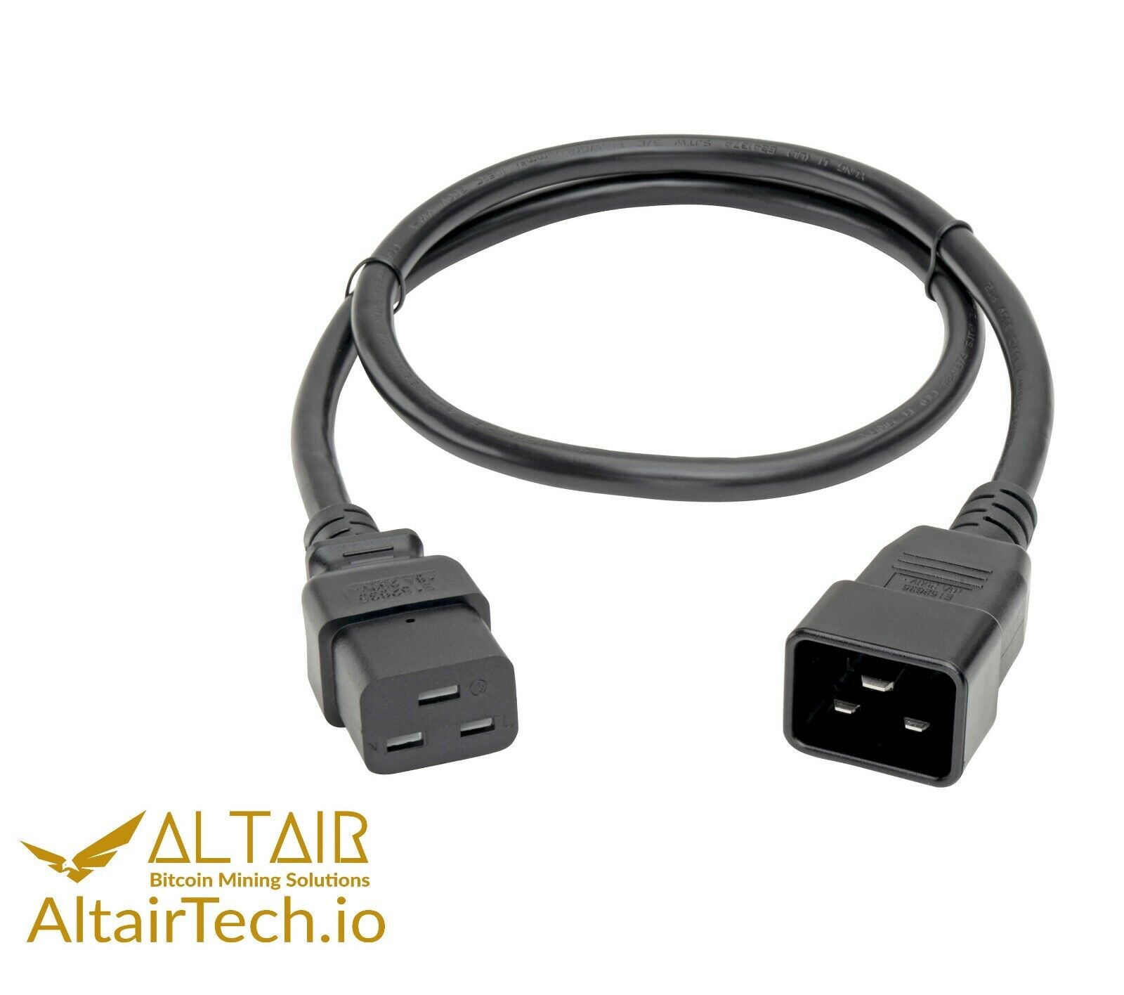 AltairTech.io C20 to C19 Heavy Duty Power Extension Cord, 3 ft, 12 AWG, 20A