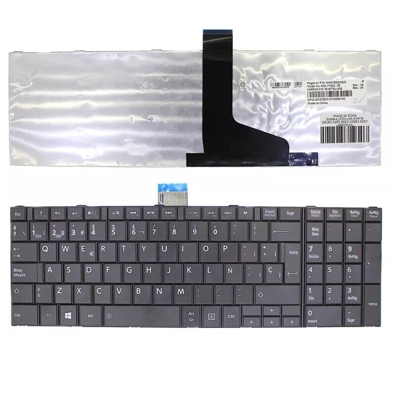 Spanish SP Teclado Keyboard with Frame for Toshiba C850 C855 C870 C875 L850 L855