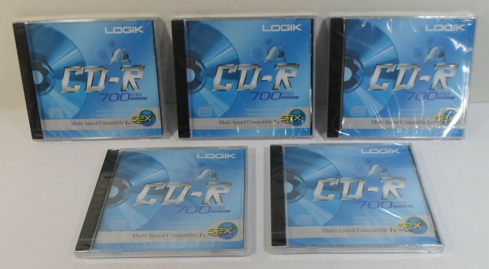 LOGIK LOT OF 5 x CD-R 700MB 52X 80min RECORDABLE BLANK DISCS SEALED SET