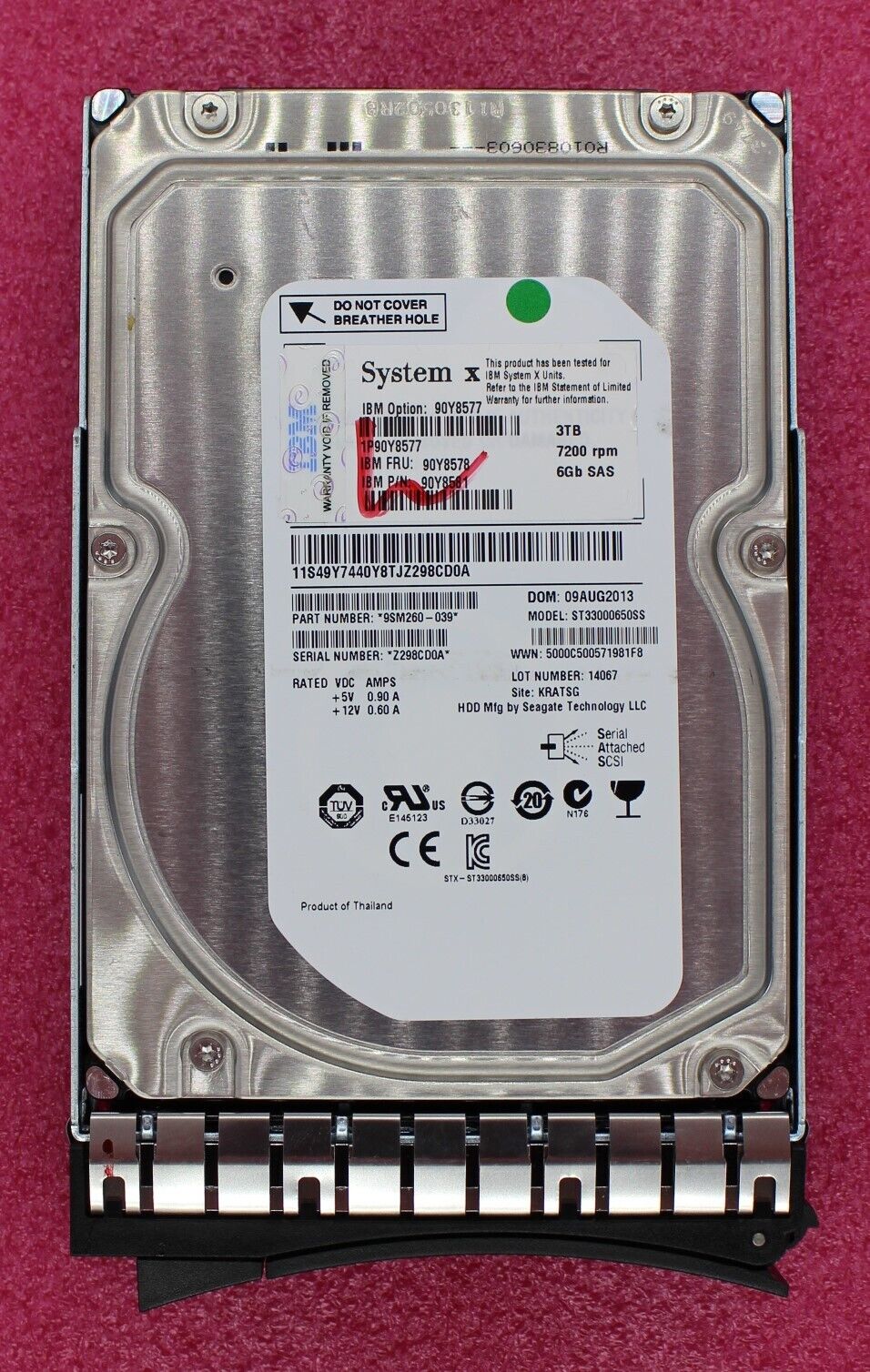 90Y8577 - IBM 3Tb IBM 7.2K 6Gbps Nl SAS 3.5 Hard Disk Drive