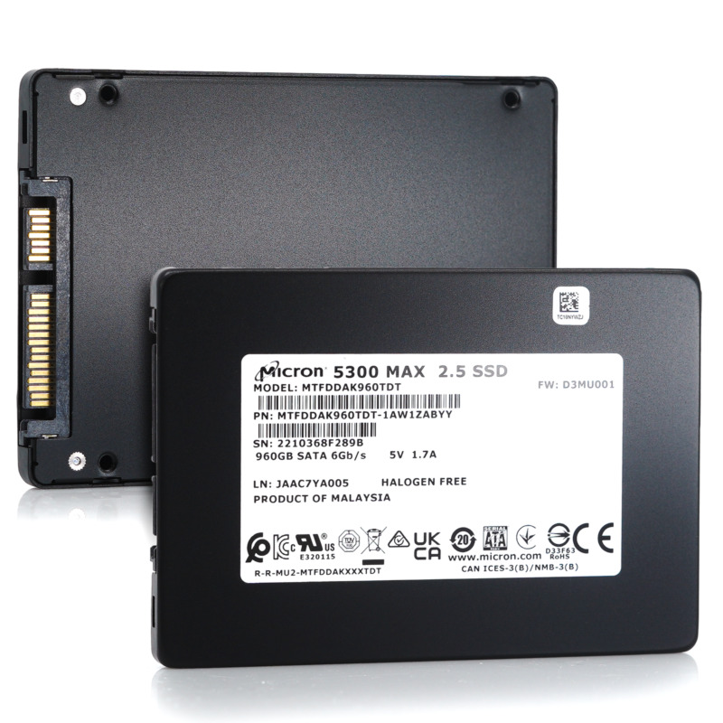 Micron 5300 MAX 960GB SATA Enterprise SSD MTFDDAK960TDT 6Gb/s 3D TLC 5DWPD 2.5in