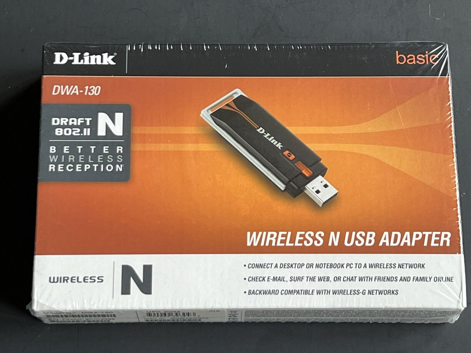 D-link DWA-130 (790069303043) Wireless Adapter. New. Factory Sealed.