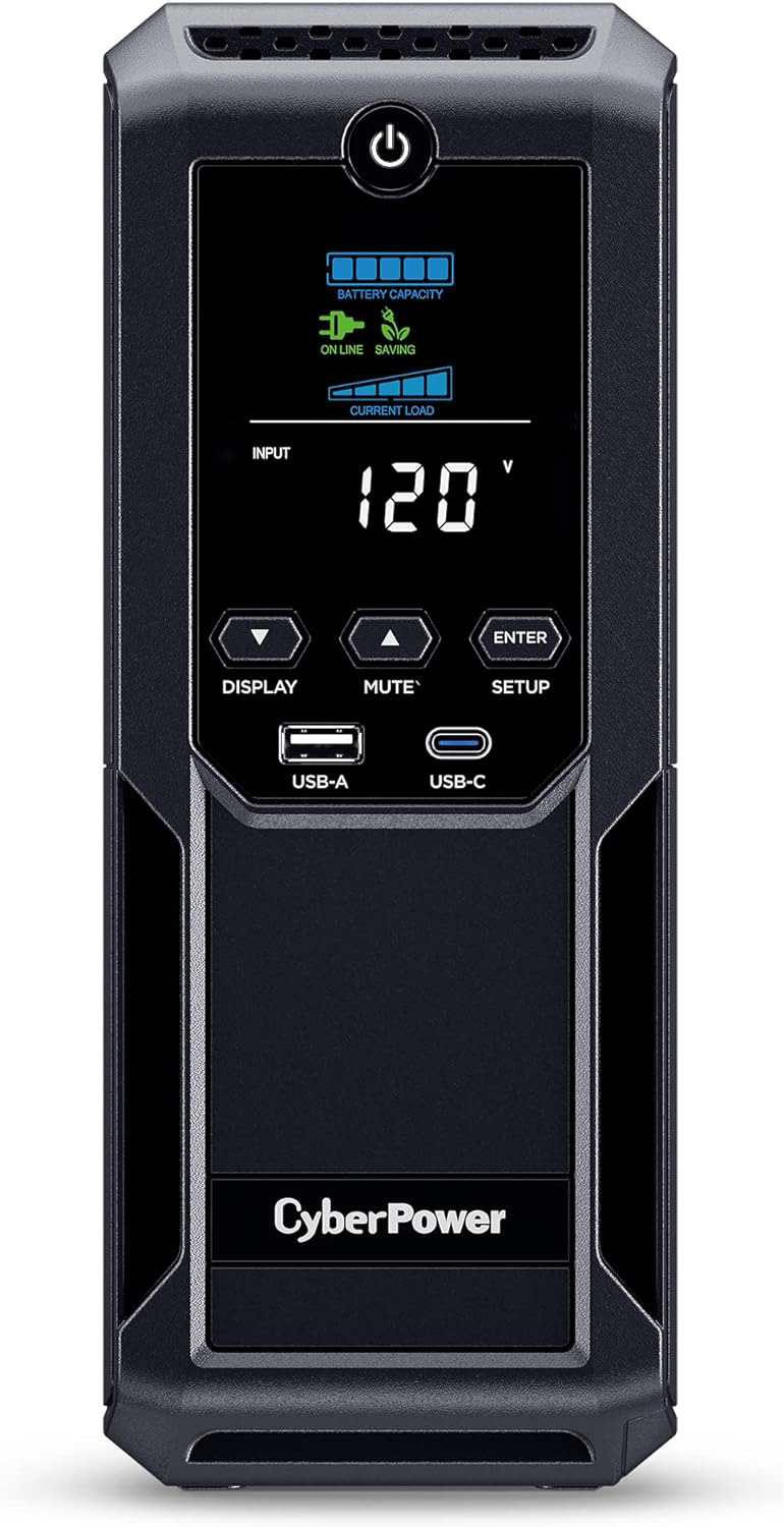 CyberPower CP1350AVRLCD3 Intelligent LCD UPS System, 1350VA/815W, 12 Outlets, 2