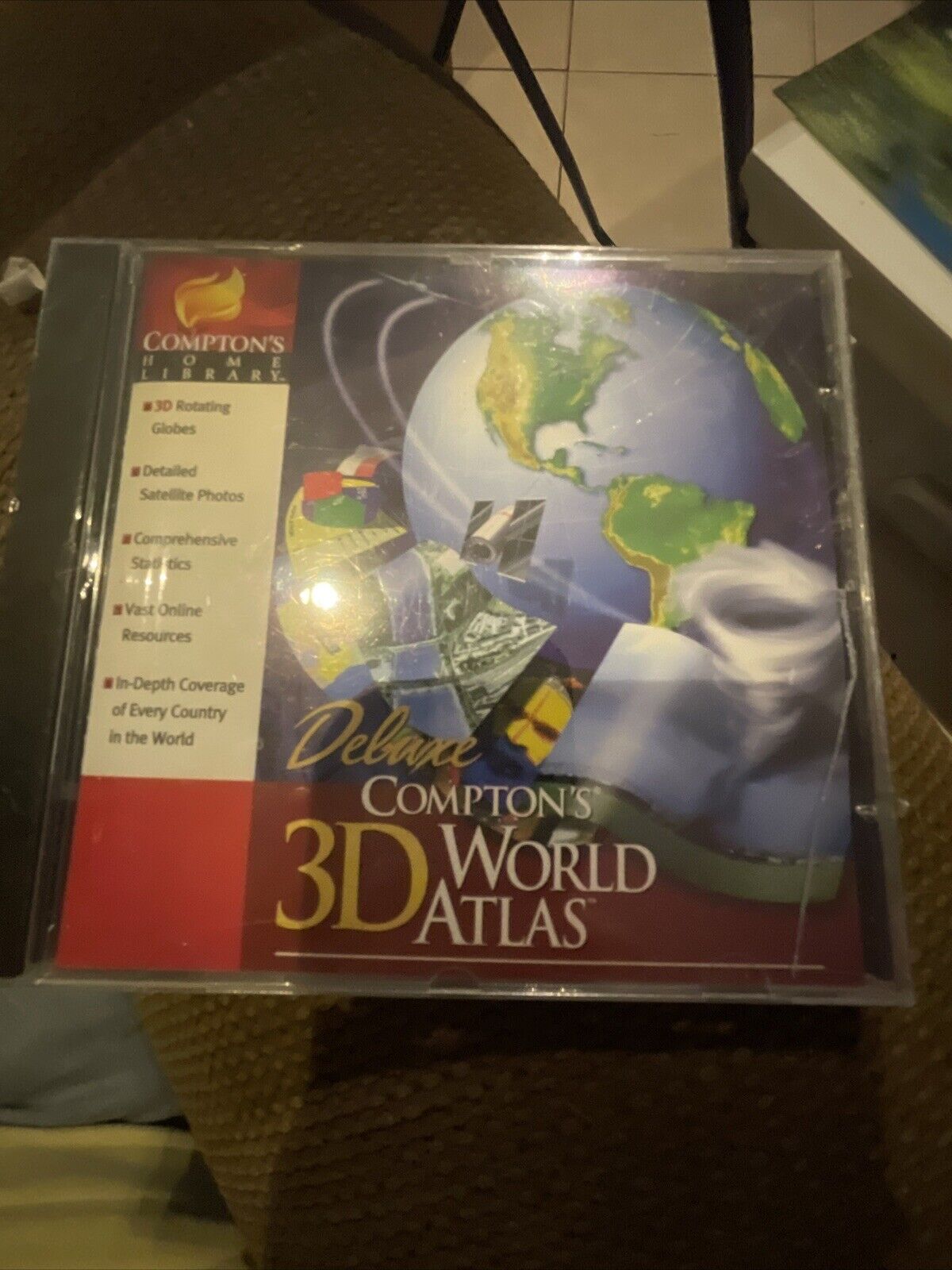 Deluxe COMPTON'S 3D WORLD ATLAS Windows 95 NEW Sealed