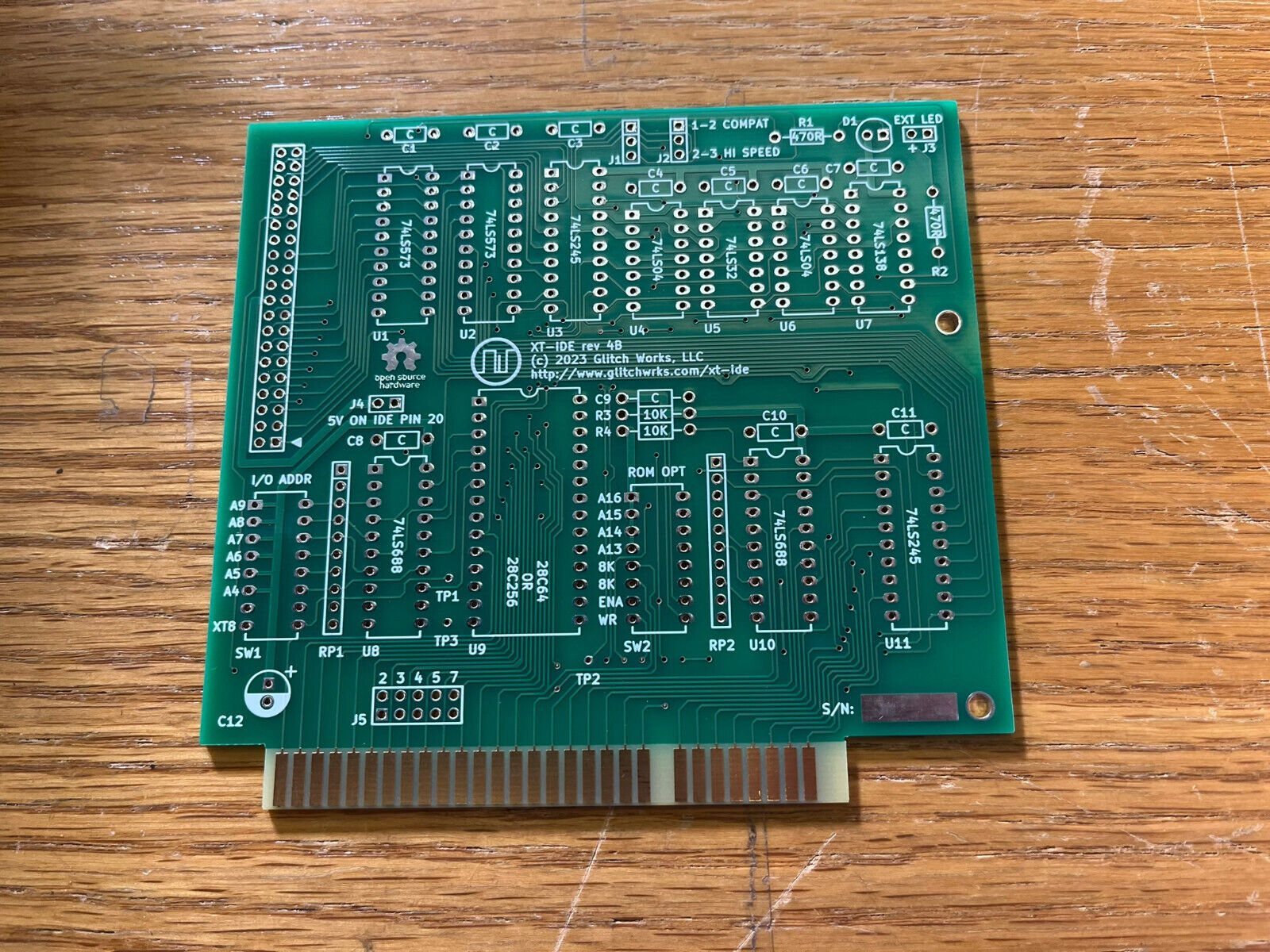 Glitch Works XT-IDE rev 4B Bare Circuit Board PCB IBM PC 5150 5160
