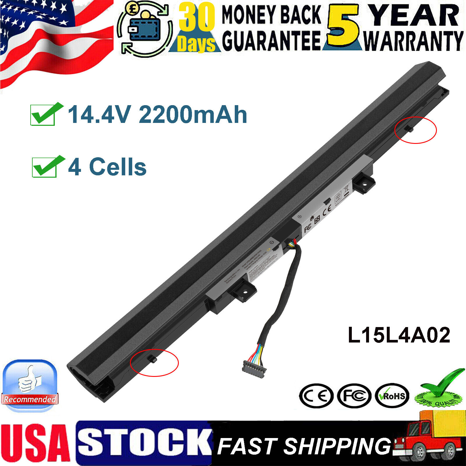 L15L4A02 L15C4A02 L15S4A02 Battery For Lenovo IdeaPad V310-14ISK 4INR19/65 32Wh