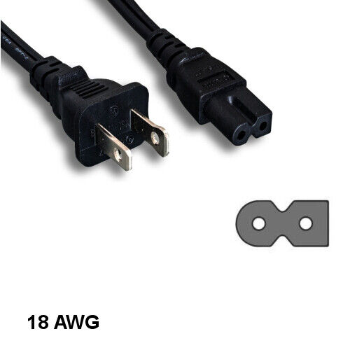 15ft Polarized AC Power Cable Cord NEMA1-15P to IEC-60320 C7 18AWG 10A/125V SPT2