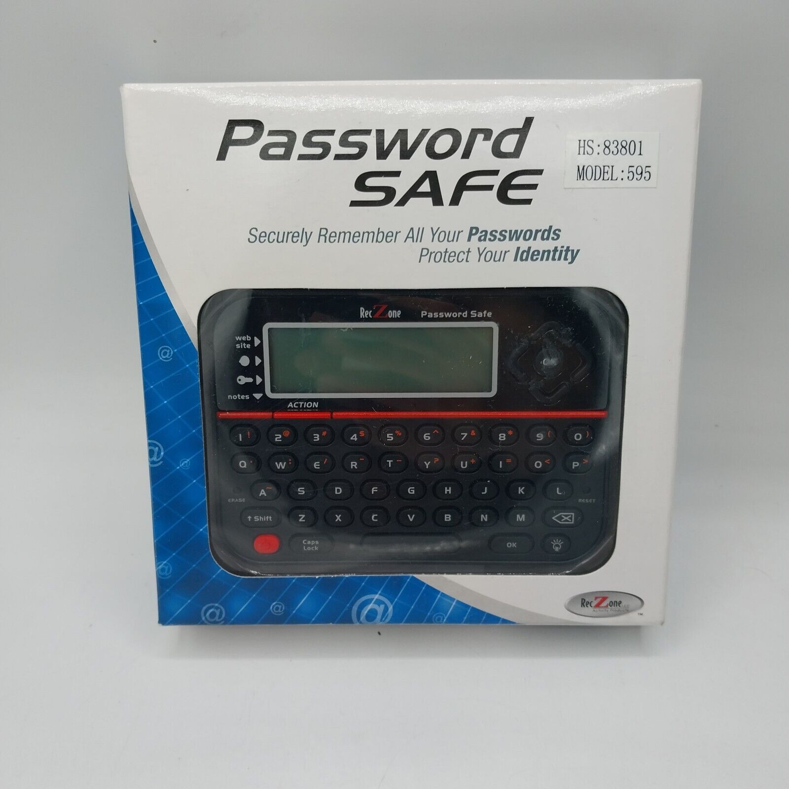 New Password Safe Model 595 Backlit LCD Built-In Memory Storage RecZone