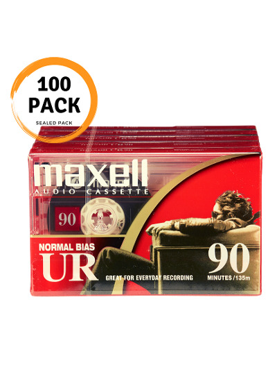 Maxell UR-90 Blank Audio Recording Cassette Tapes (100 Pack) 90 Min Normal Bias 