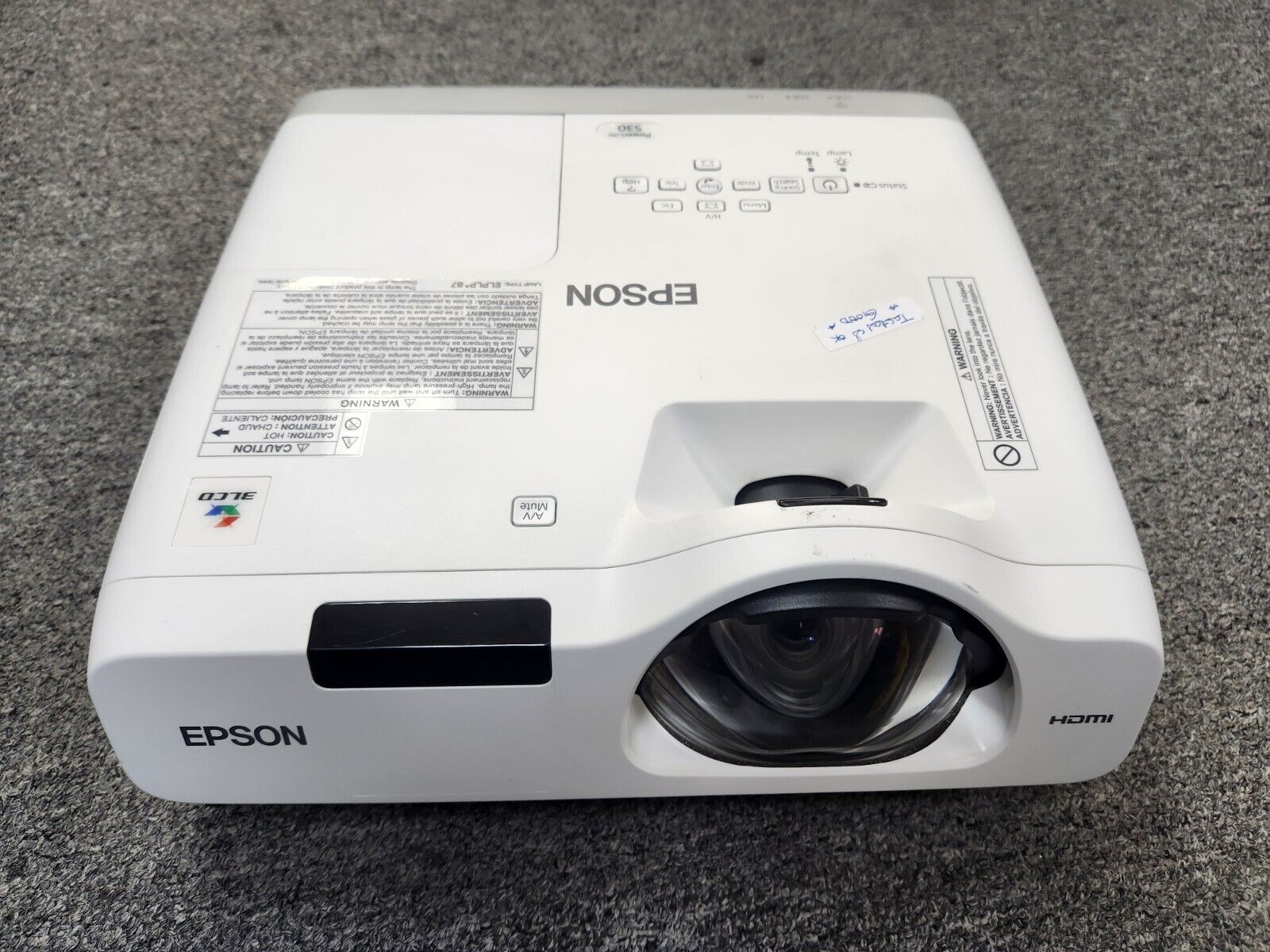 EPSON POWERLITE 530 3LCD PROJECTOR Short Throw H673A