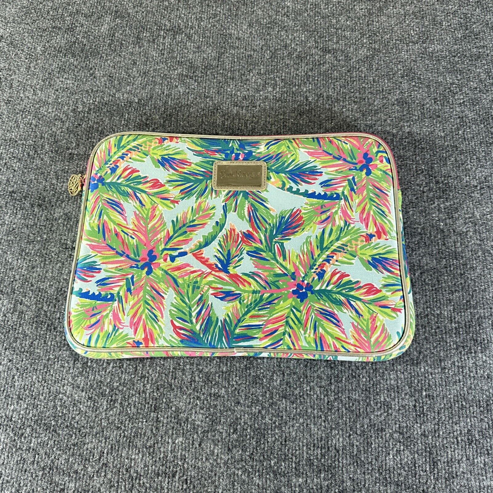 Lilly Pulitzer Laptop Sleeve 13 Inch Pink and Green Palm Trees Padded Zip Case