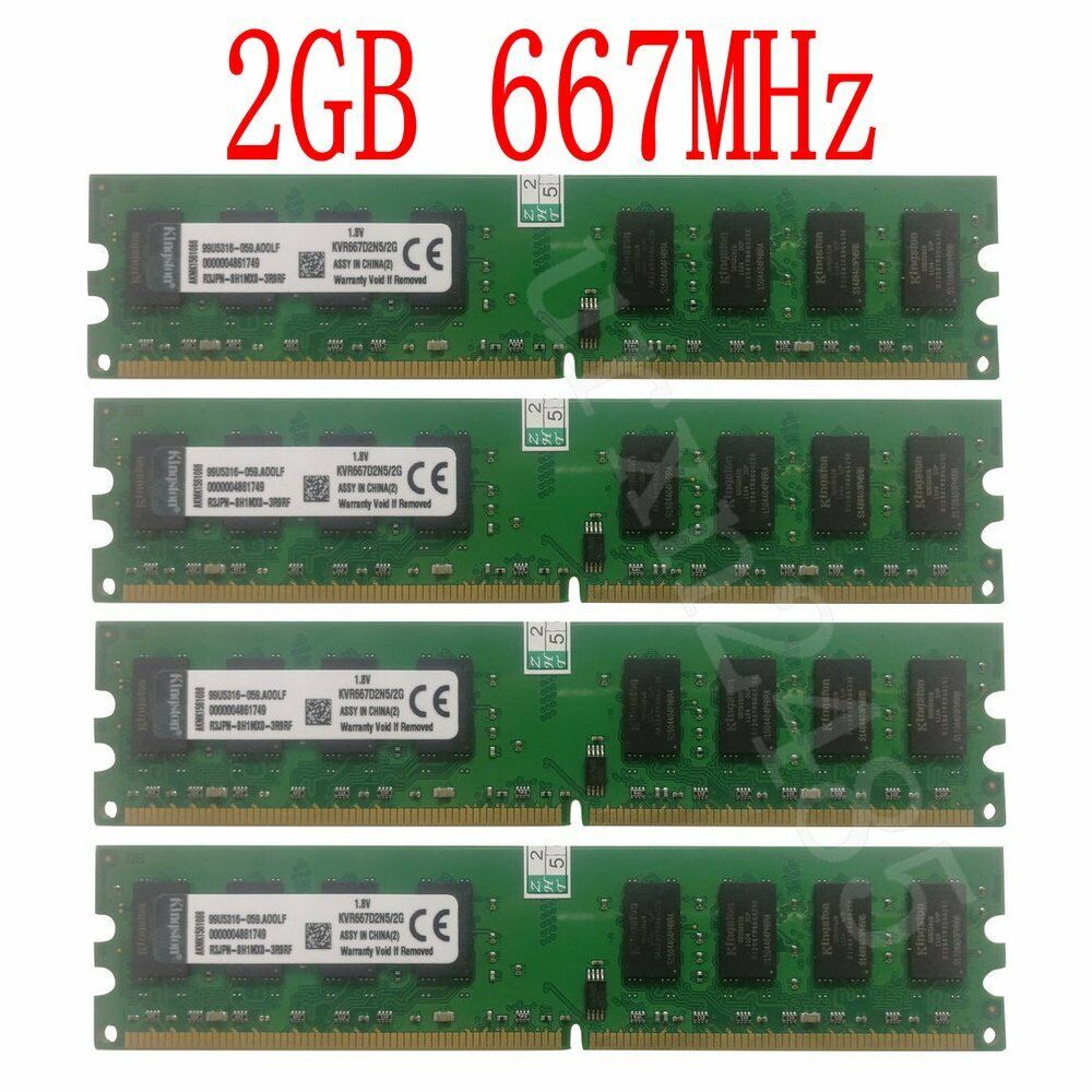 Kingston 8GB Kit 4x 2GB PC2-5300U 667MHz DDR2 240Pin DIMM Desktop Memory RAM AB
