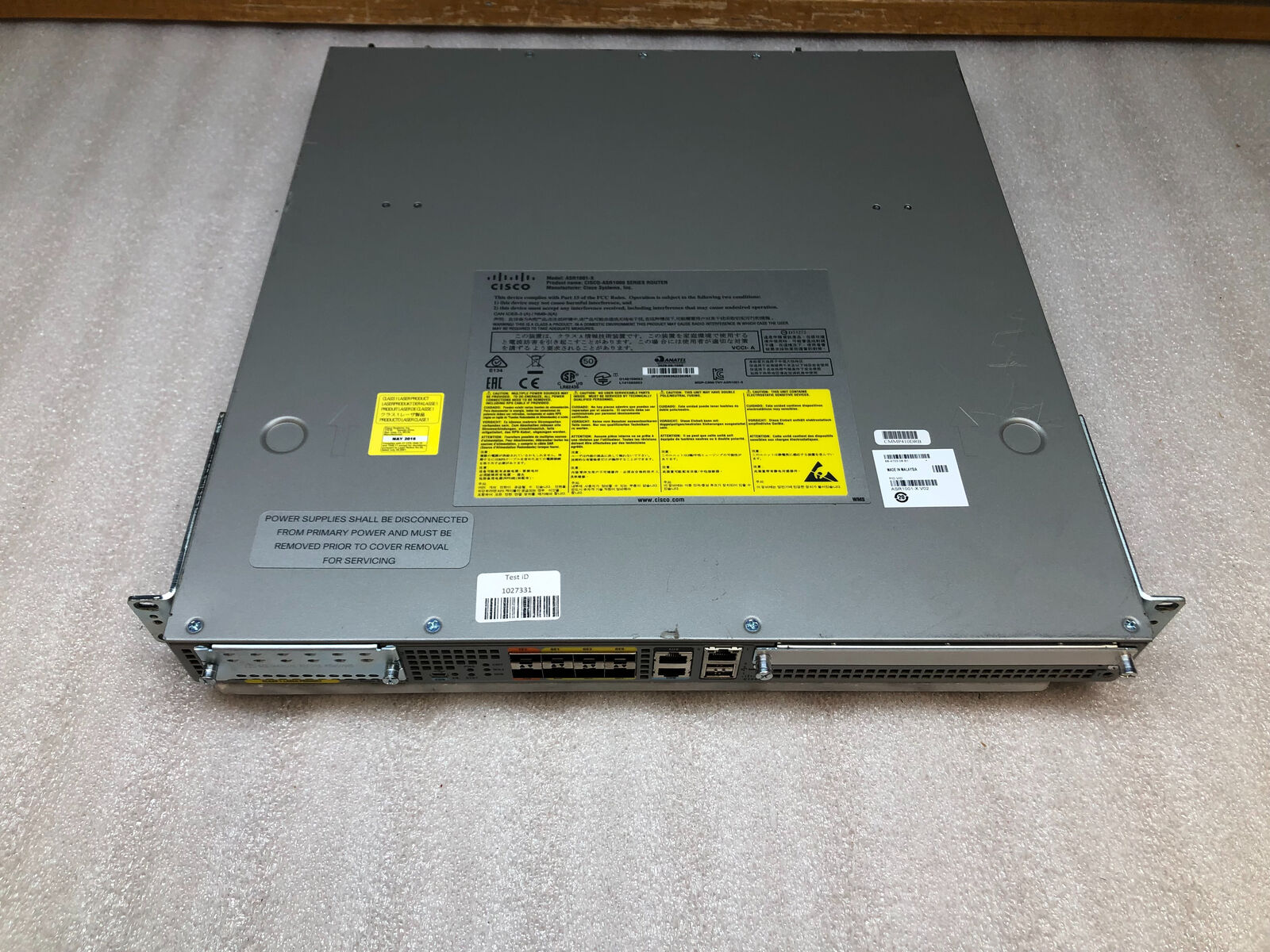 Cisco ASR1001-X V02 Gigabyte 8-Port SFP Dual Power Supply Router