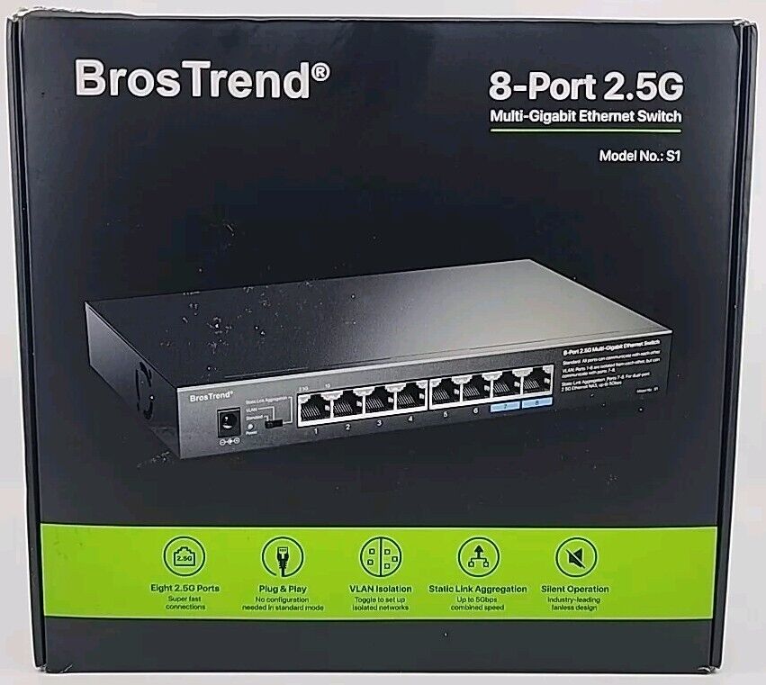 BrosTrend 8-Port 2.5G Ethernet Switch Multi-Gigabit Unmanaged Network Switch