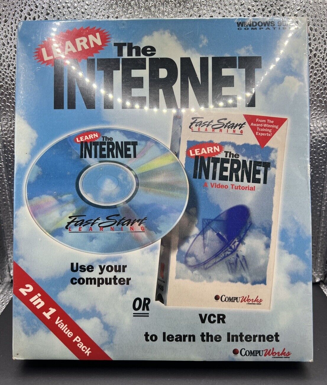 COMPUWORKS: Learn The Internet (Sealed) CD ROM and VHS COMBO for Windows 3.1/95