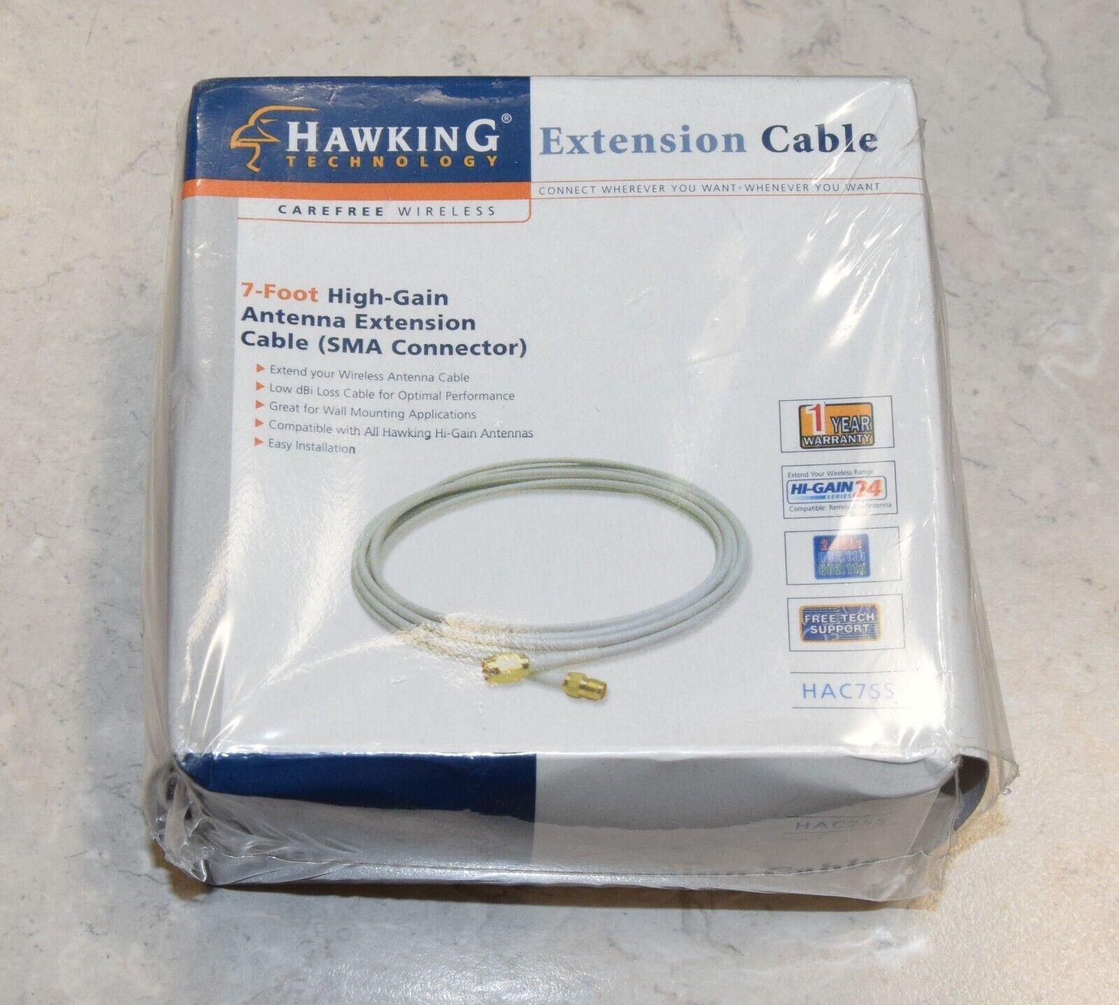 New Hawking HAC7SS 7-Foot High Gain Antenna Extension Cable SMA Connector