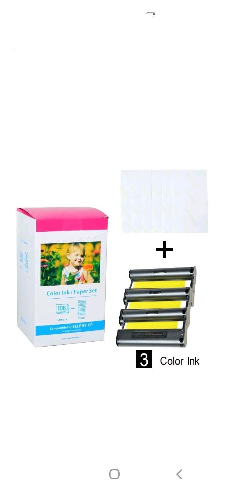 KP-108IN 3 x Ink and 108 Paper Sheets for Canon Selphy CP900 CP910 CP1300 CP780
