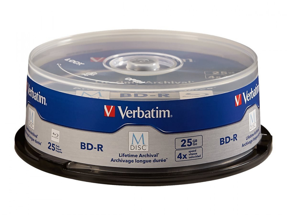  VERBATIM M Disc 25GB BD-R 4X Branded Logo 25 pk Spindle 98909