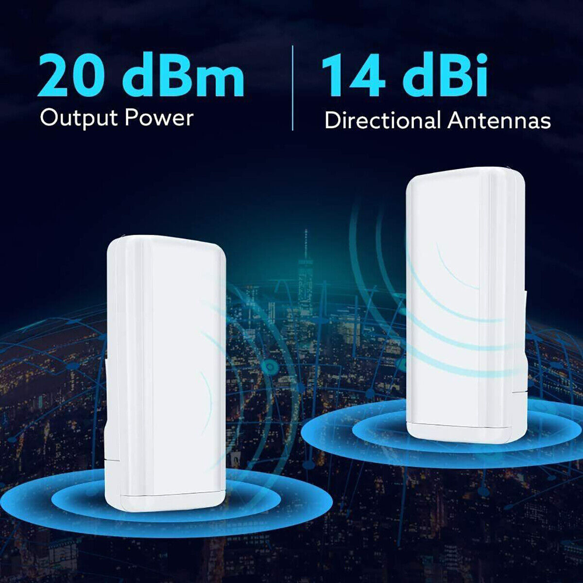 2 Pcs Wireless WiFi Bridge 2.5KM Long Transmission Distance Antenna 4G 5.8GHz