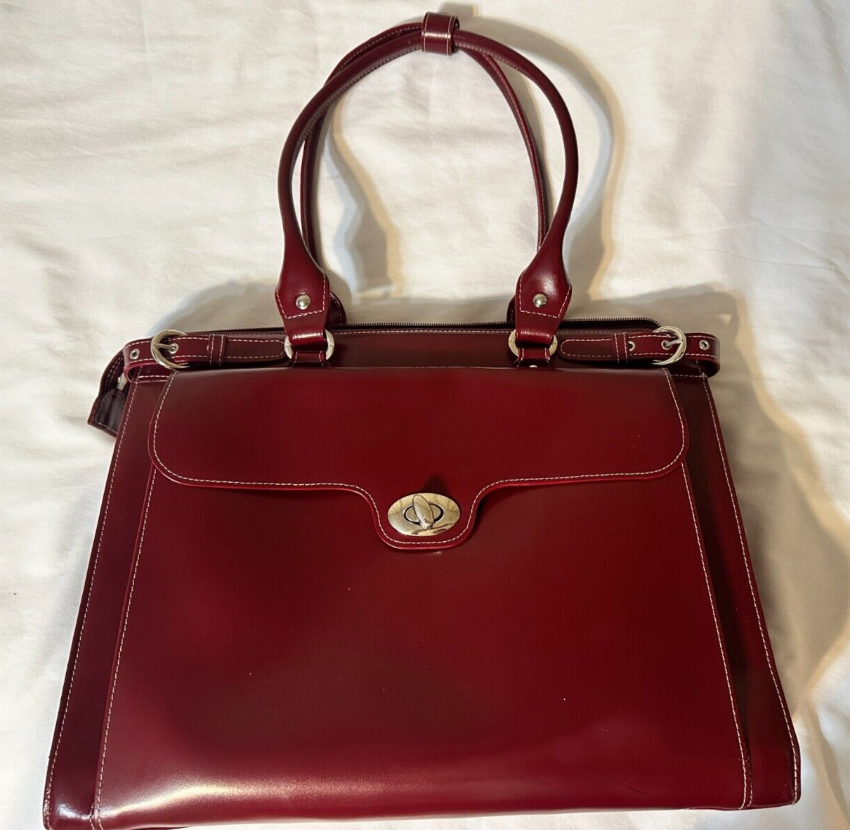 McKlein W Series Laptop Briefcase Red Leather