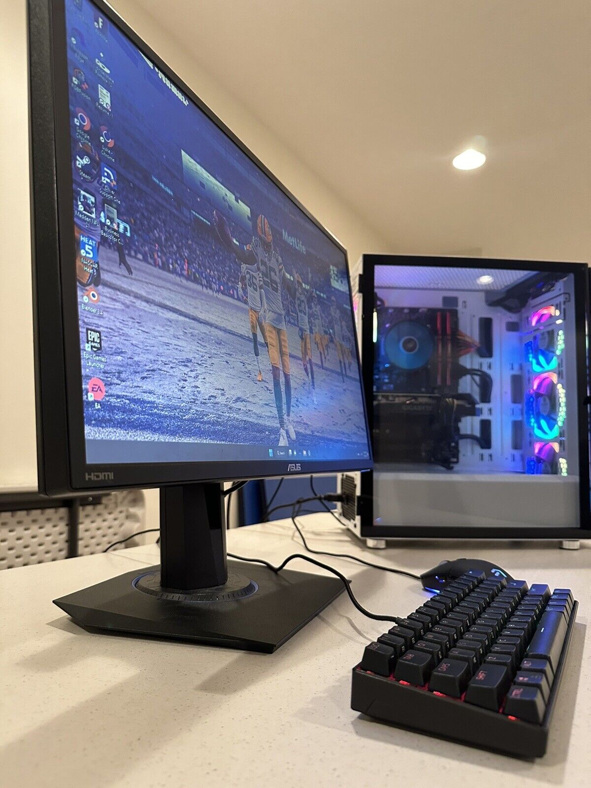 Gaming setup- CyberPowerPC/ ASUS VG245H gaming monitor/ Atrix Keyboard and mouse