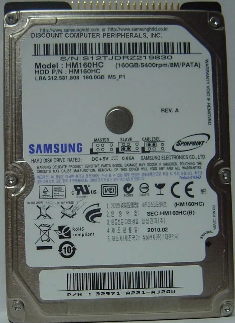 Samsung HM160HC 160GB 2.5 inch 9.5MM IDE 44PIN Hard Drive Tested USA Seller