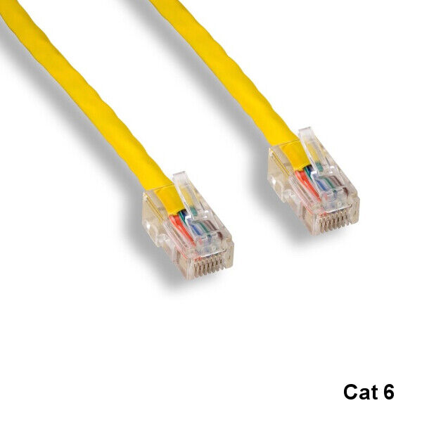 KNTK Yellow 3ft Cat6 UTP Non-Booted Ethernet Patch Cable 24AWG 550MHz Networking
