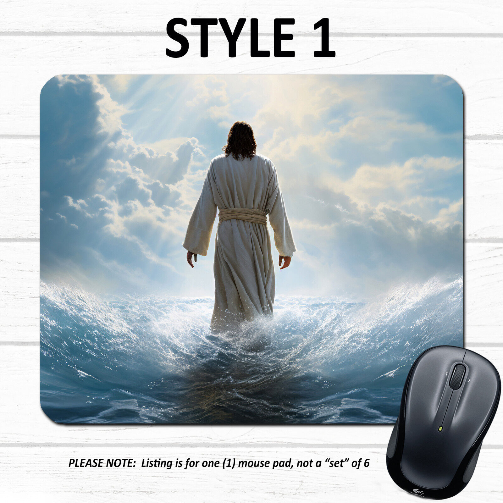 Christian #2 - MOUSE PAD - Jesus Christ Walking on Water Lord Religious Gift