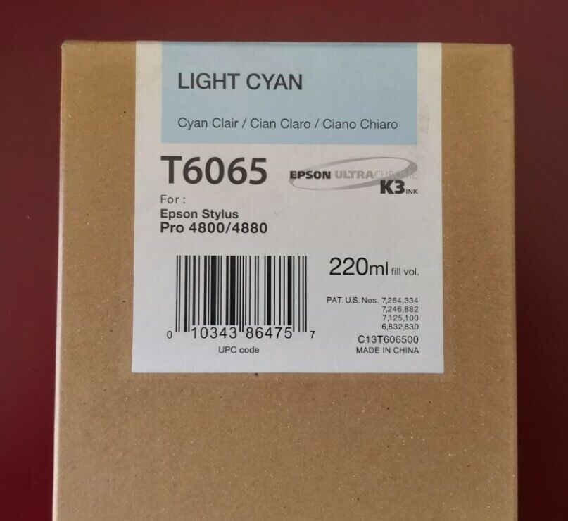 06-2023 New GENUINE EPSON T6065 LIGHT CYAN 220ml K3 INK For STYLUS PRO 4800 4880