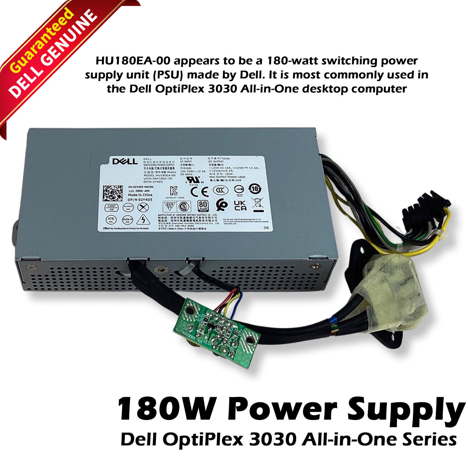 Genuine Dell Optiplex 3030 AIO 180W Switching Power Supply HU180EA-00 2Y4D5