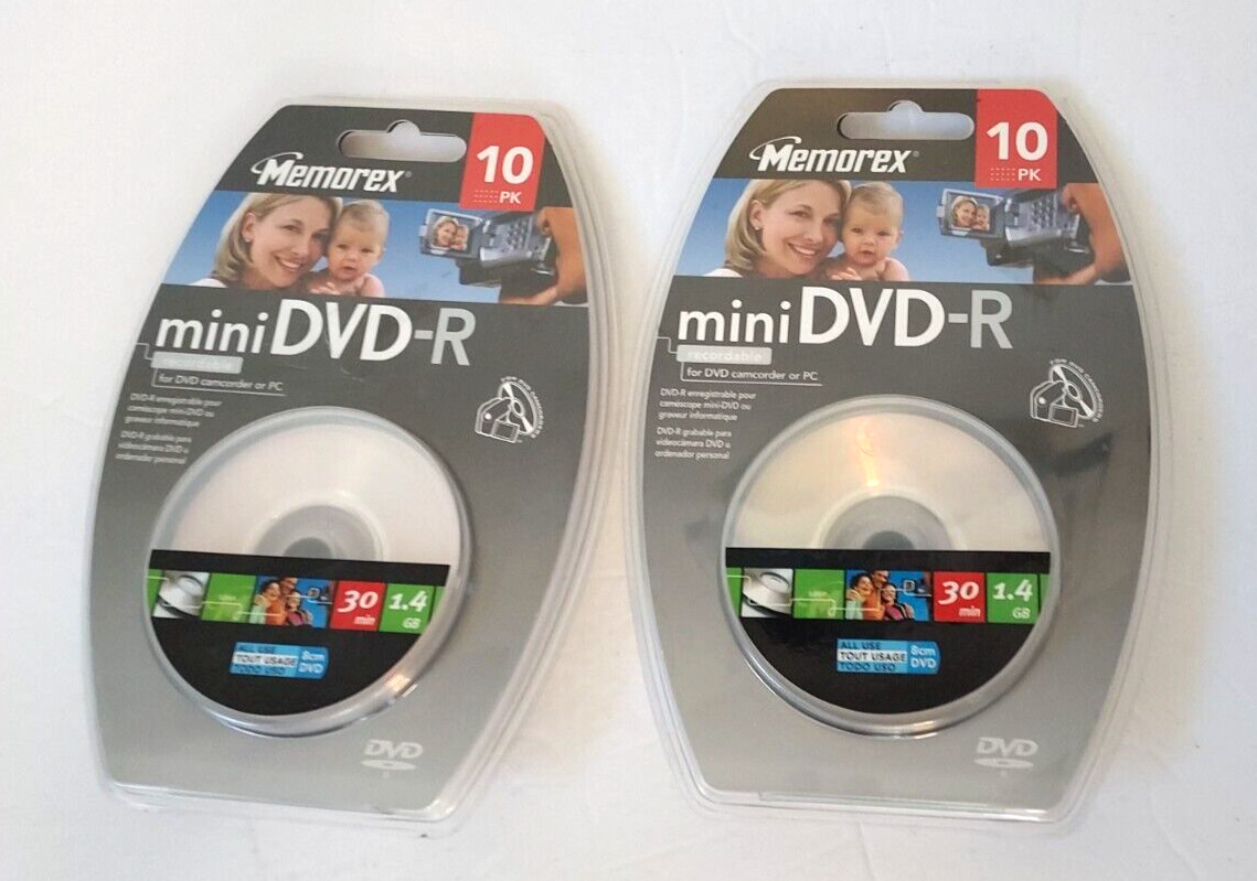 Memorex Mini DVD-RW 20 Pack Single Sided DVD Camcorder Discs BRAND NEW -SEALED