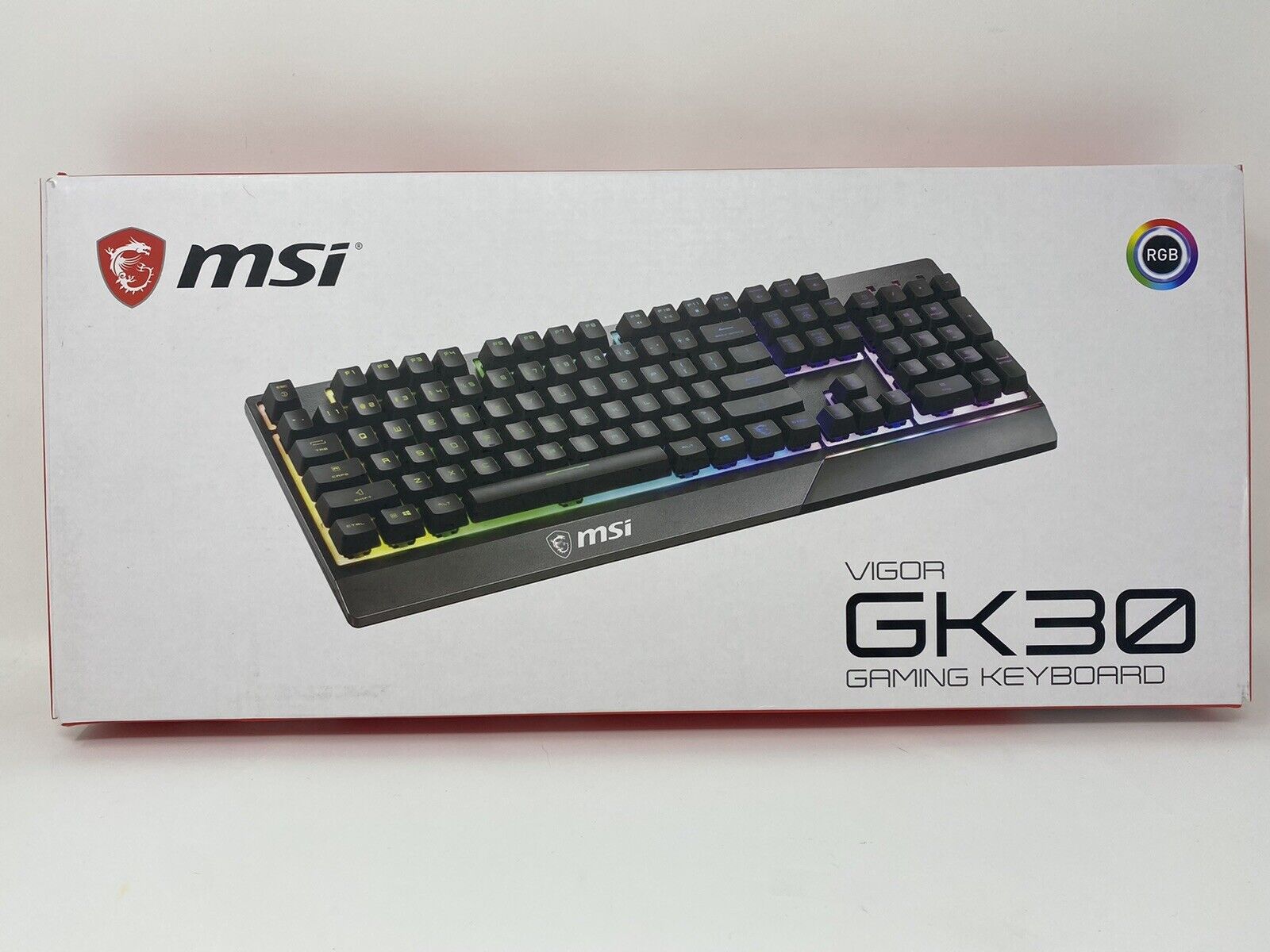 MSI Vigor GK30 Water Repellent Gaming Backlit RGB Keyboard US Layout NIB