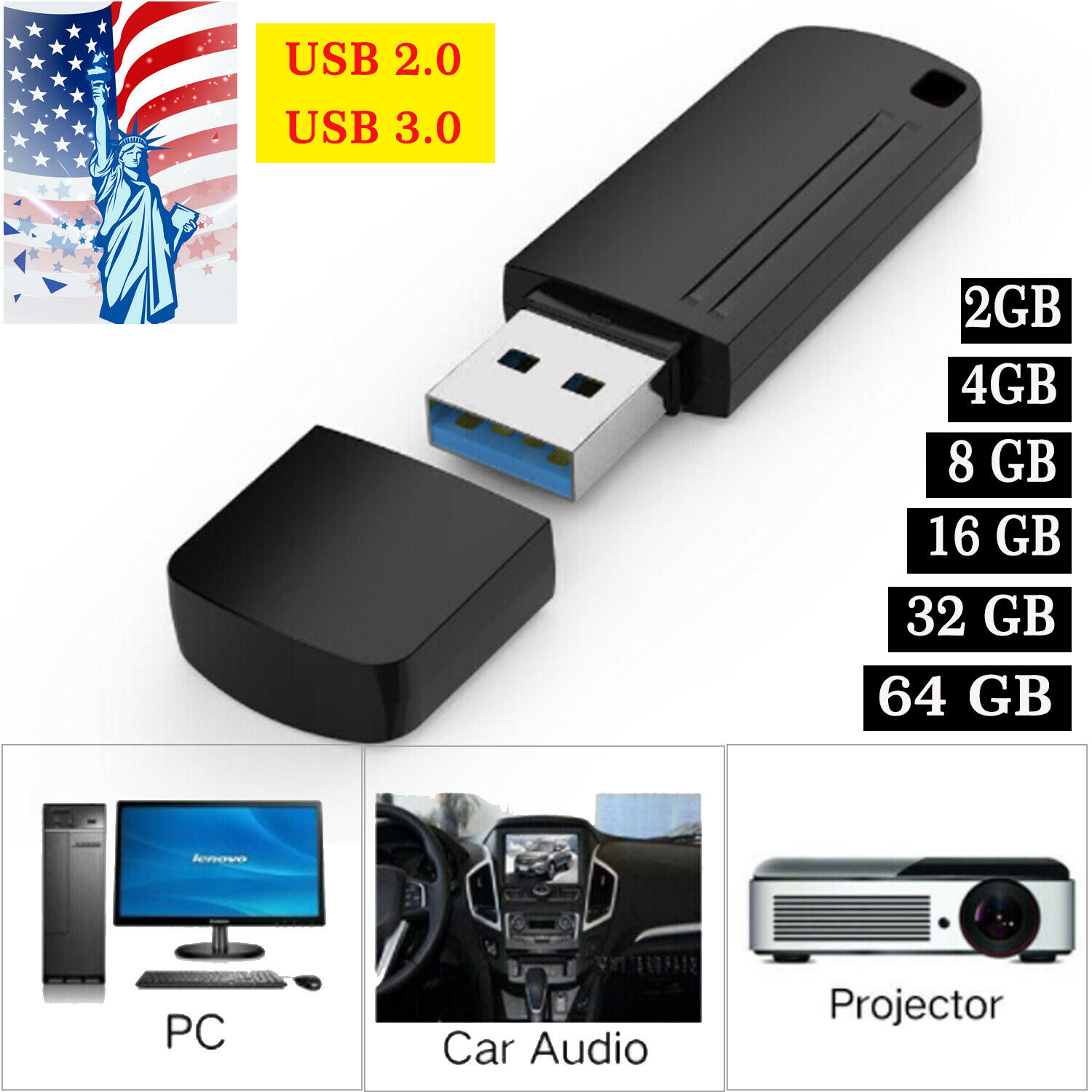 1-100PCS USB 3.0 Flash Drive Storage U Disk Memory Stick Data Thumb Pendrive LOT