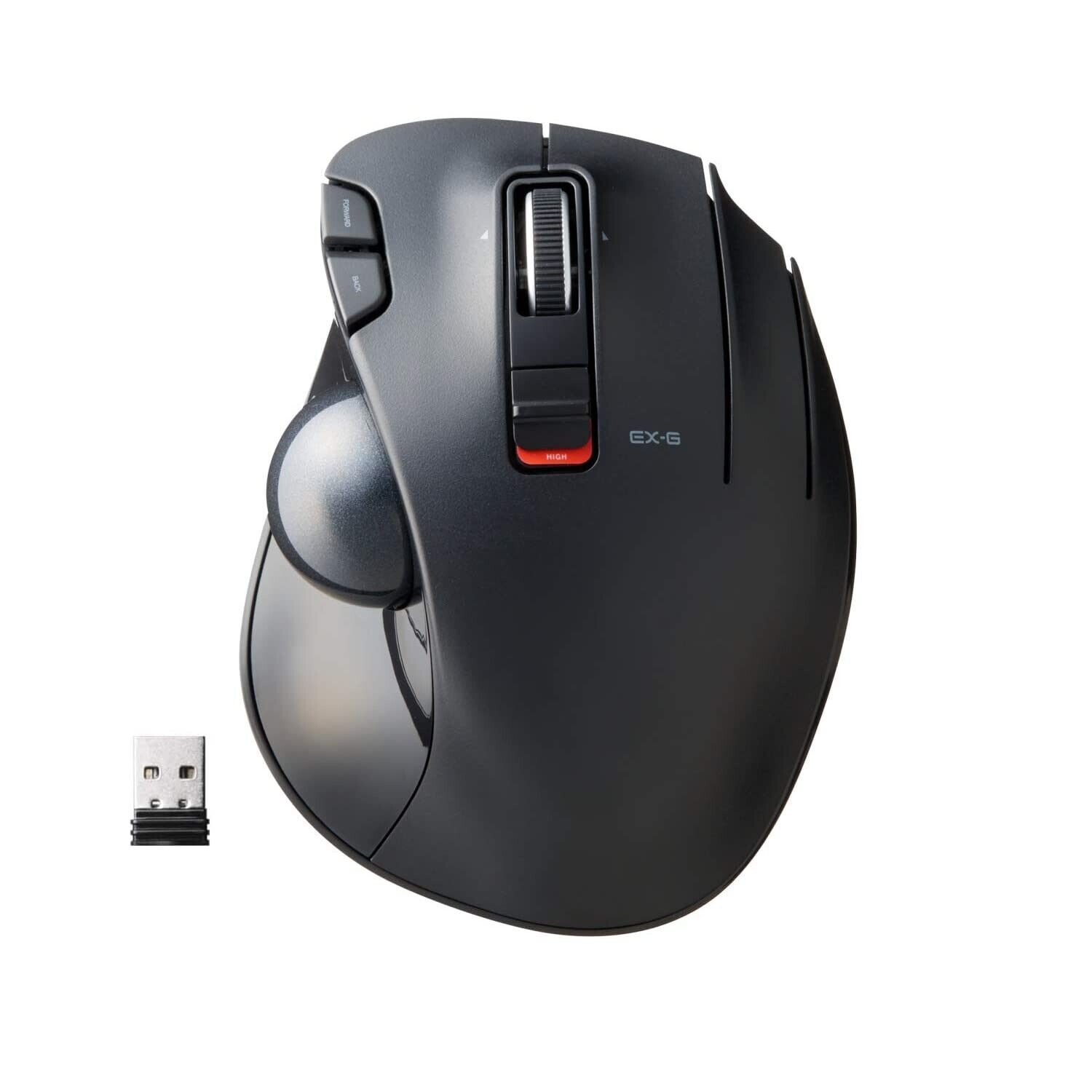ELECOM EX-G Trackball Mouse, 2.4GHz Wireless, Thumb Control, Sculpted Ergonom...