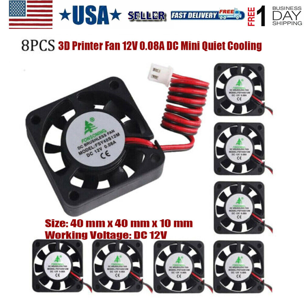 8Pack Quiet Fan 12V 0.08A 40X40X10mm Cooling Fan For 3D Printer DVR Repaired NEW
