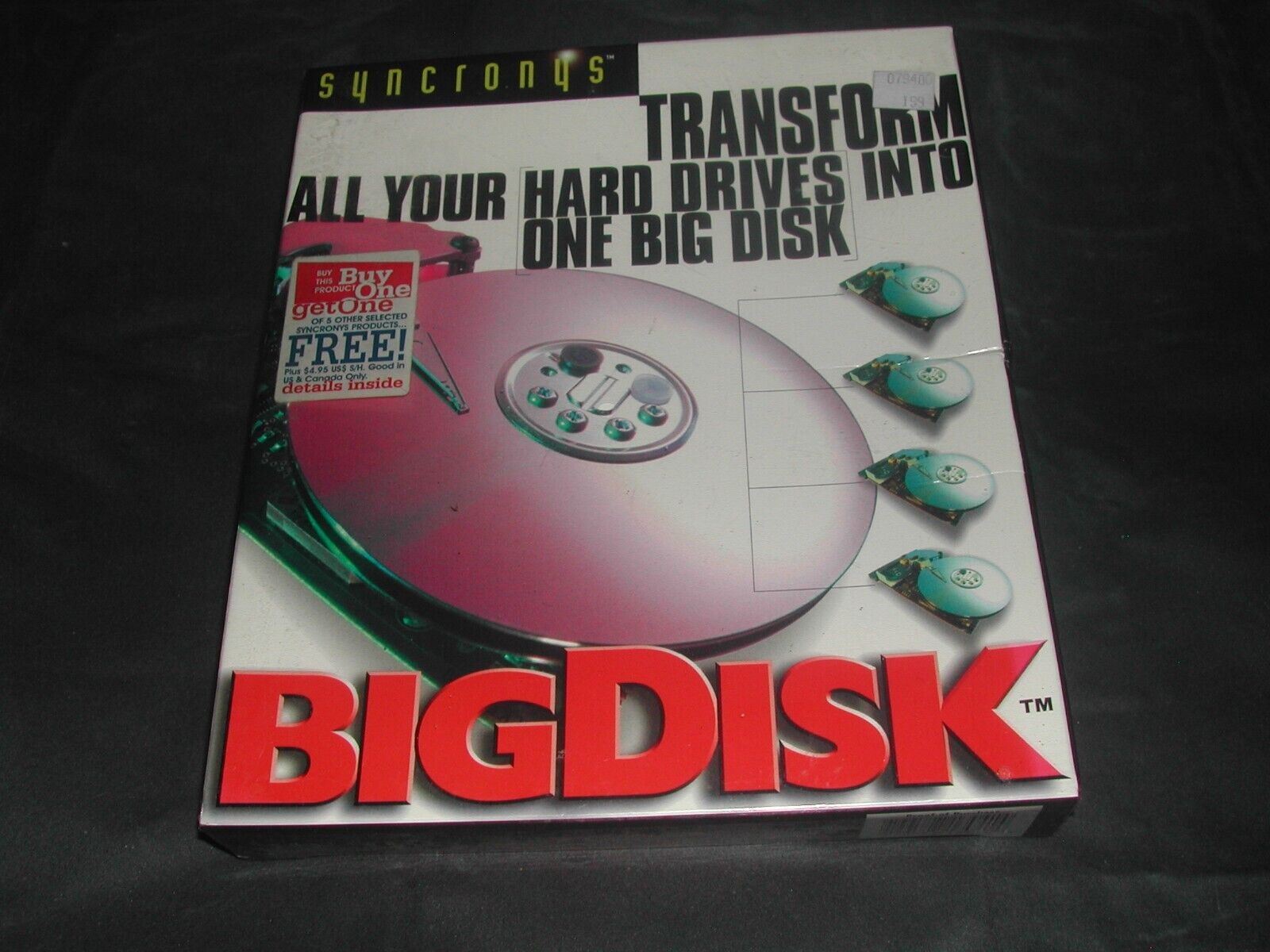 Vtg Syncronys Big Disk Transform All Your Hard Drives To One Big Disk Sealed NOS