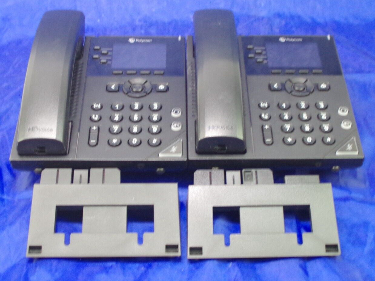 2X Polycom VVX 250 4 Line IP Phones 2201-48820-01 No AC Cords