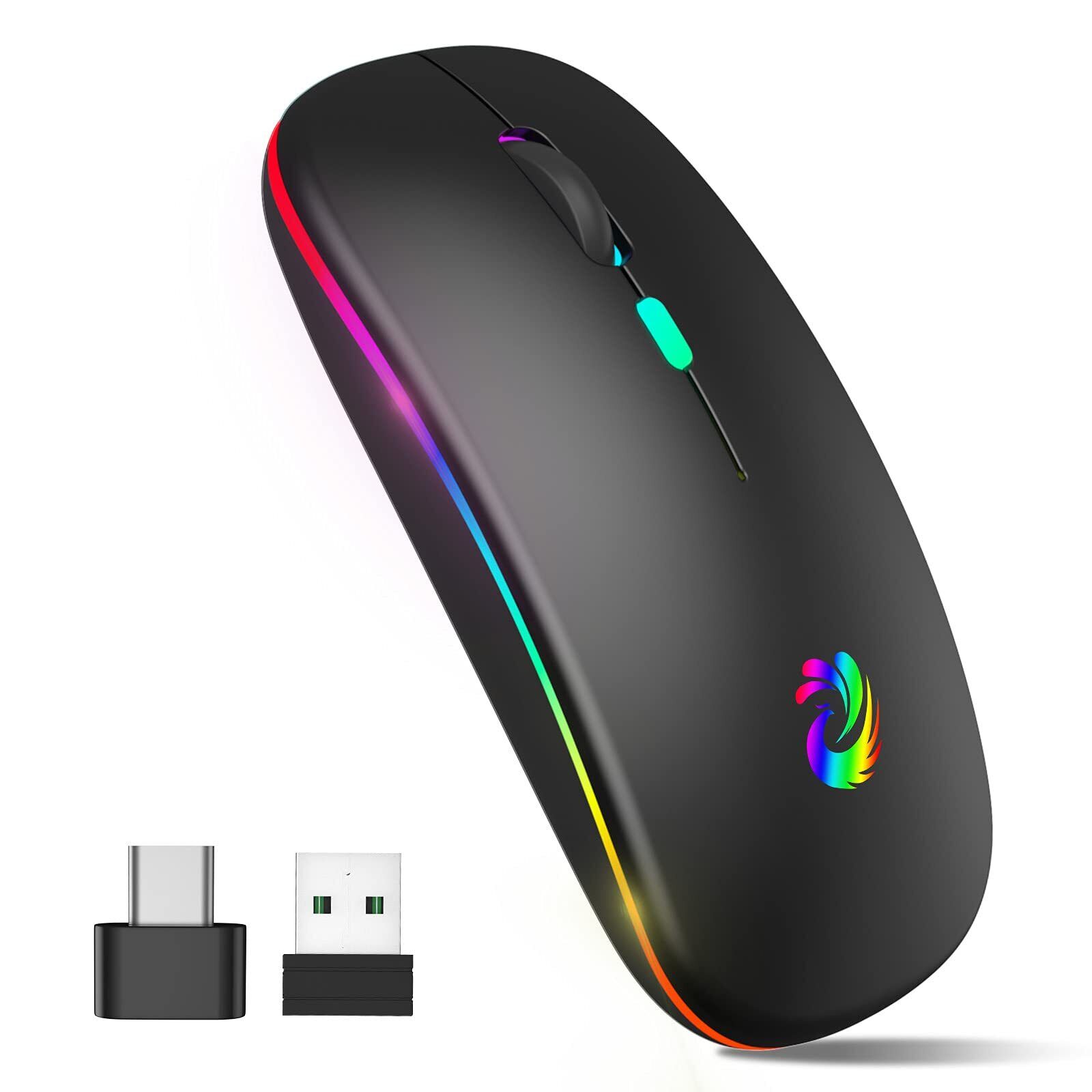 aMZCaSE LED Wireless Mouse Rechargeable Slim Silent Mice 2.4G Portable Office...