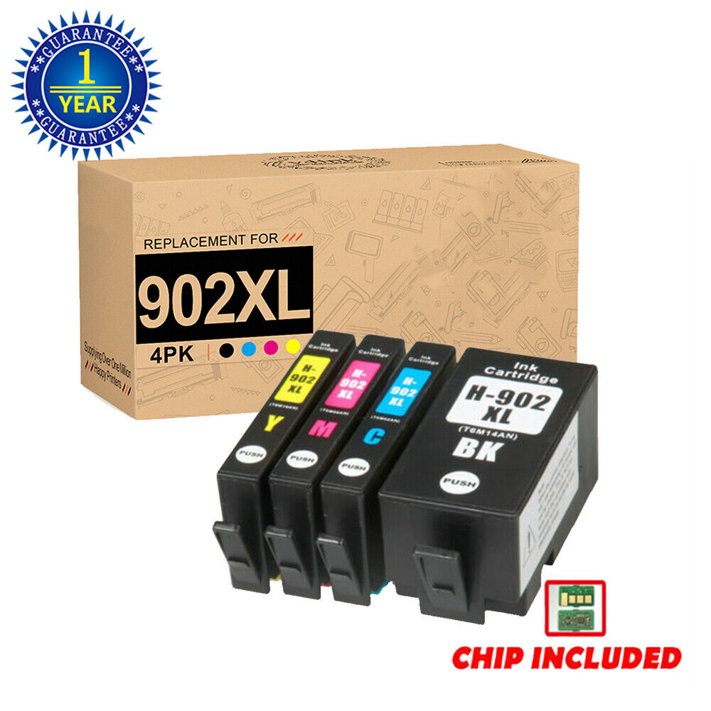 4 Pack 902XL 902 Ink Cartridge for HP Officejet Pro 6978 6960 6968 6970 6975 XL