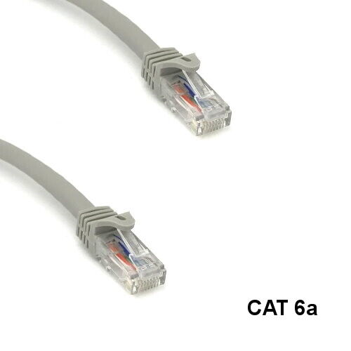 Kentek Gray 3ft Cat6A UTP Cable 24AWG 600MHz RJ45 Ethernet Router Pure Copper