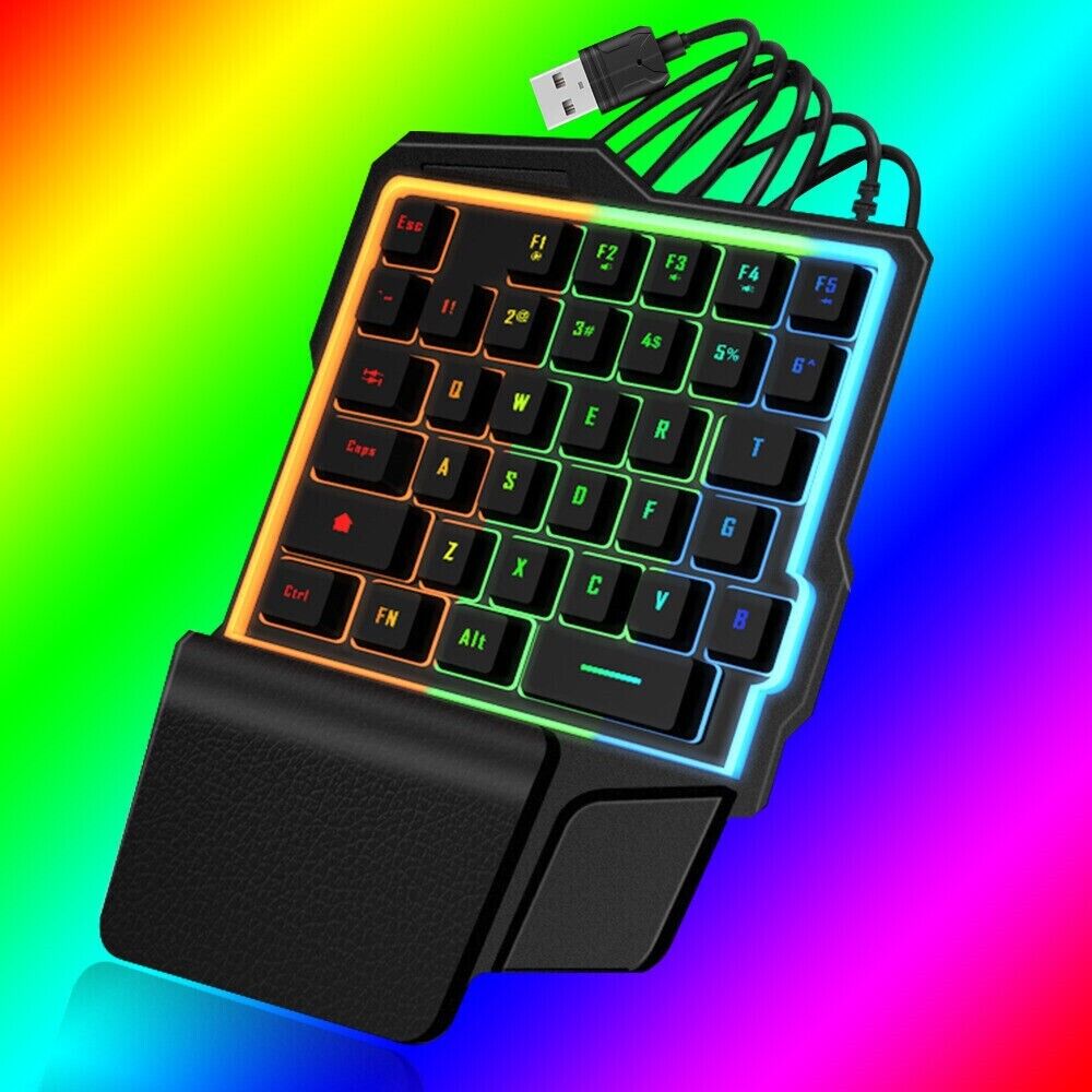 USB One-handed Membrane Gamer 35 Keys Keyboard Backlit Single Hand Gaming Keypad